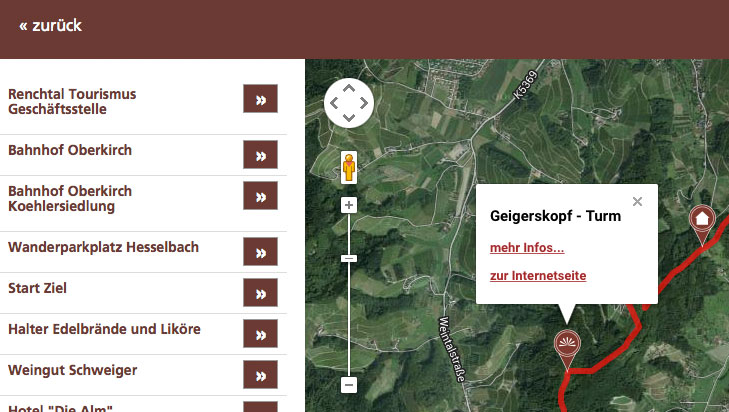 Interaktive Wanderkarte für den Brennersteig
